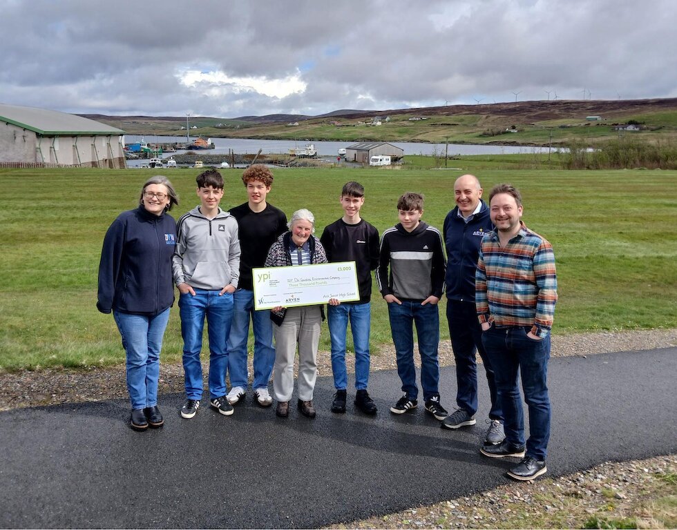 Aith Junior High School's winning group representing Da Gairdins Environmental Company.