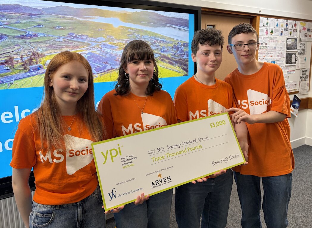 Brae High School's winning group representing MS Society Shetland Group.