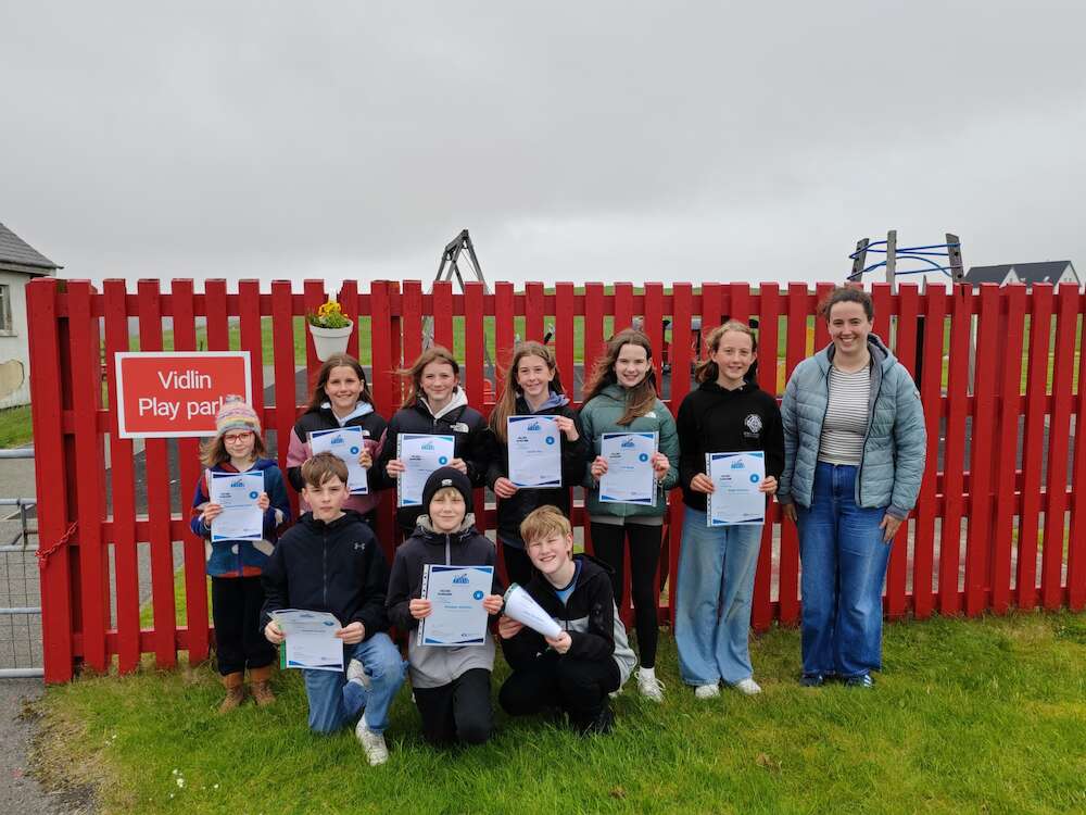Vidlin Play Park volunteers with their Challenge Award.